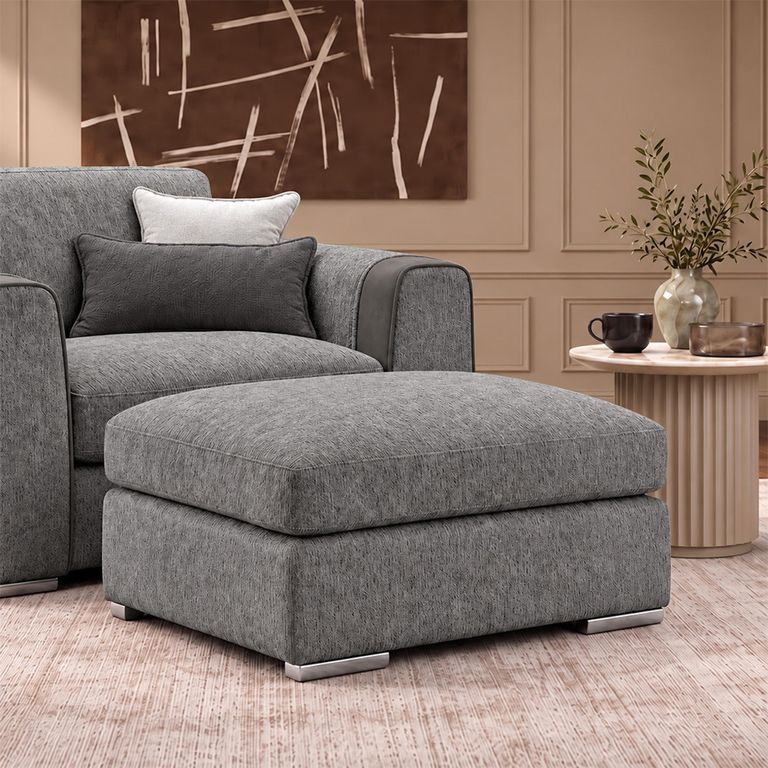 Naples Grey Fabric Footstool