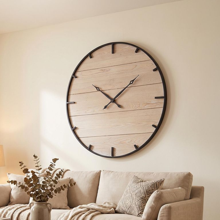 Clearance - Wall Clock - Round - Black - Wooden - FSS17561