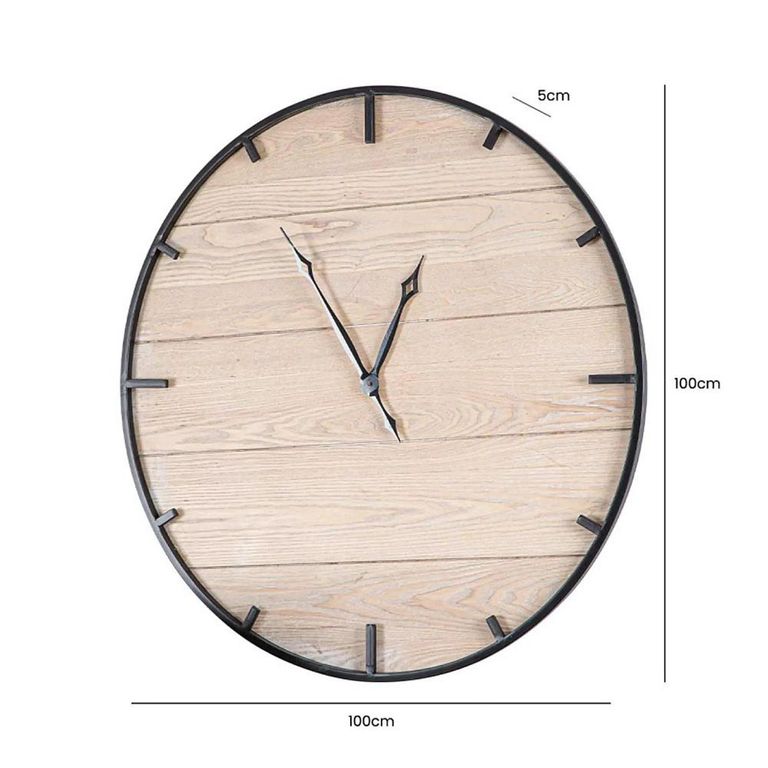 Clearance - Wall Clock - Round - Black - Wooden - FSS17561
