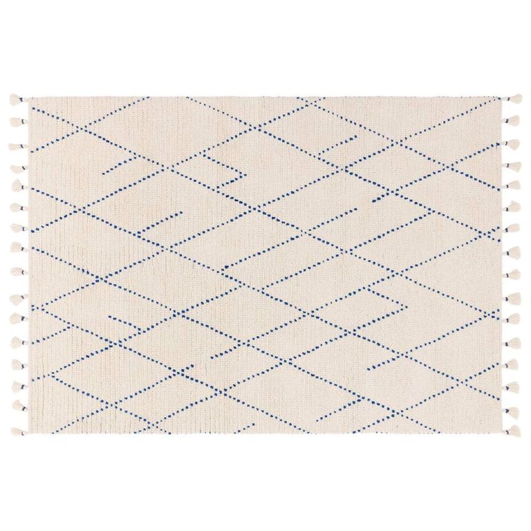 Nepal Cream Blue Linear Rug - Sizes Available