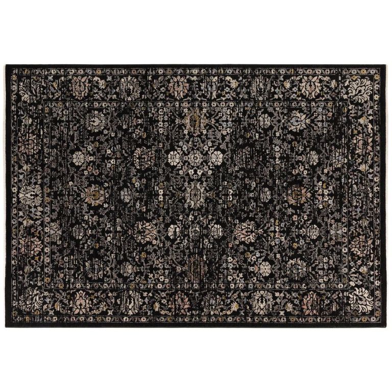 Sovereign Vintage Black Floral Rug - Sizes Available