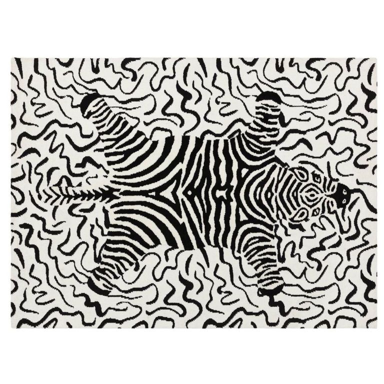 Wilder Zebra Mono White and Black Rug - Sizes Available