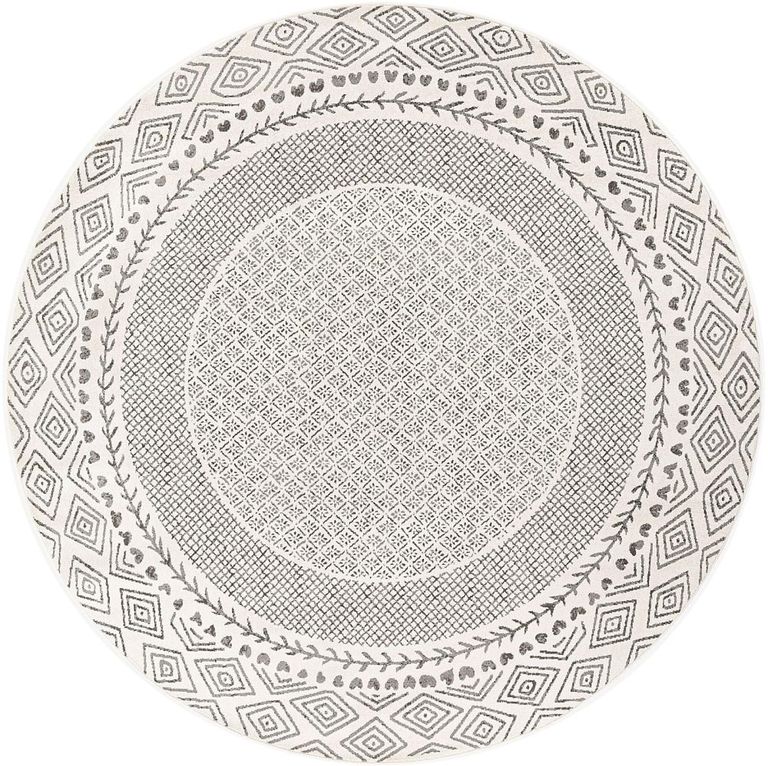 Bahar Geometric Global Grey Round BHR2321 Rug - Sizes Available