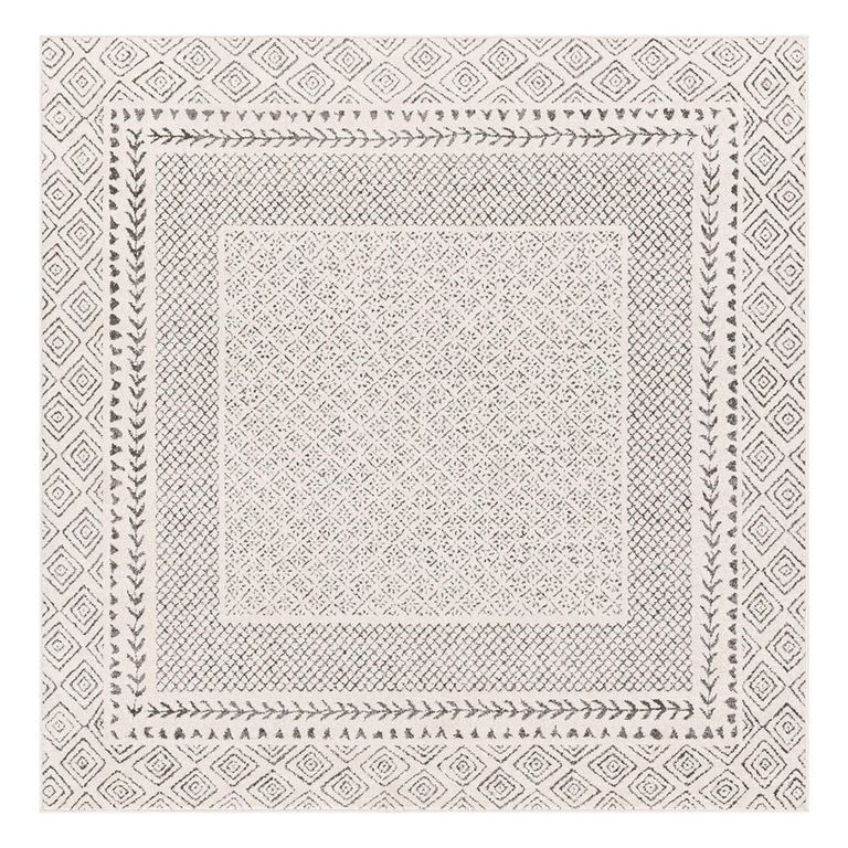 Bahar Geometric Global Grey Square BHR2321 Rug - Sizes Available