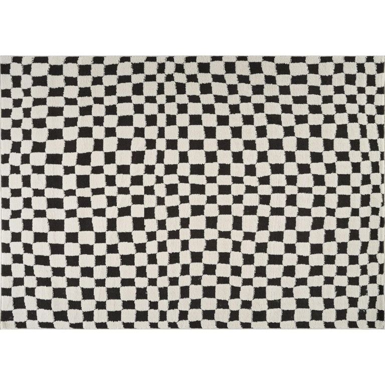Freud Black High Pile Checkered FEU2302 Rug - Sizes Available