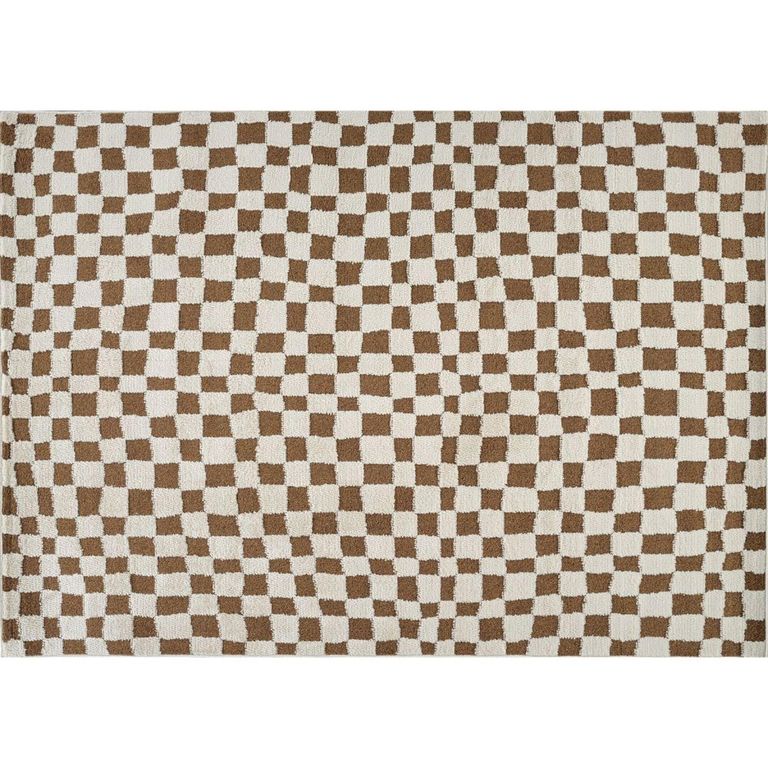 Freud Brown High Pile Checkered FEU2317 Rug - Sizes Available