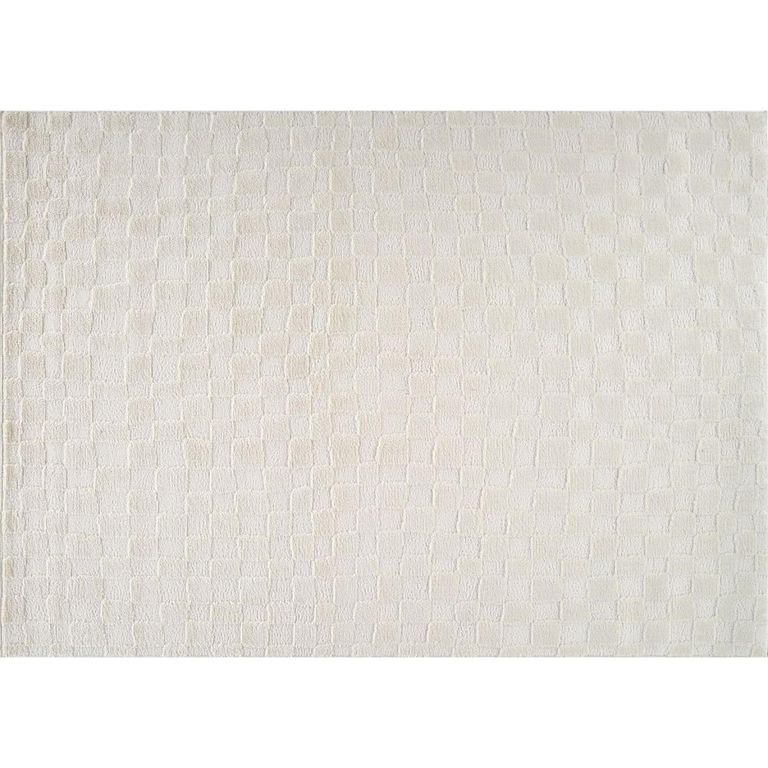 Freud White High Pile Checkered FEU2306 Rug - Sizes Available