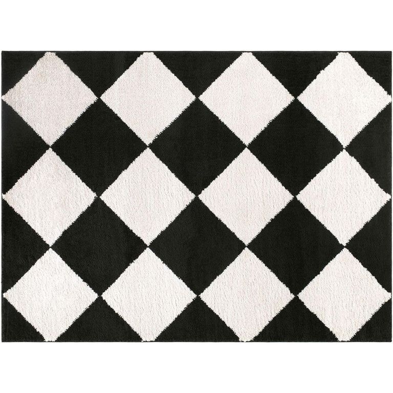 Tivoli Black Washable Shaggy Diamond EDRV2305 Rug - Sizes Available