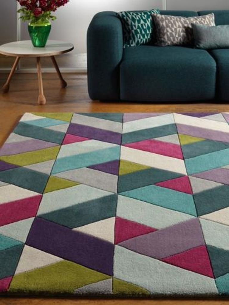 Contemporary Design Funk Rug - Chevron 02 - Blue Green - Sizes Available