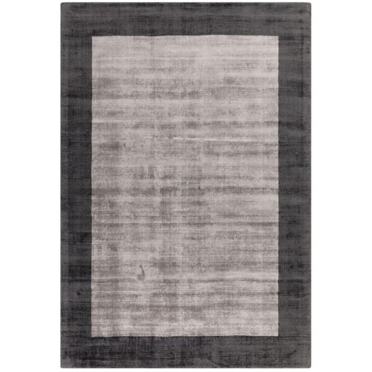 Contemporary Plain Blade Rug - Border 04 - Charcoal Silver - Sizes Available