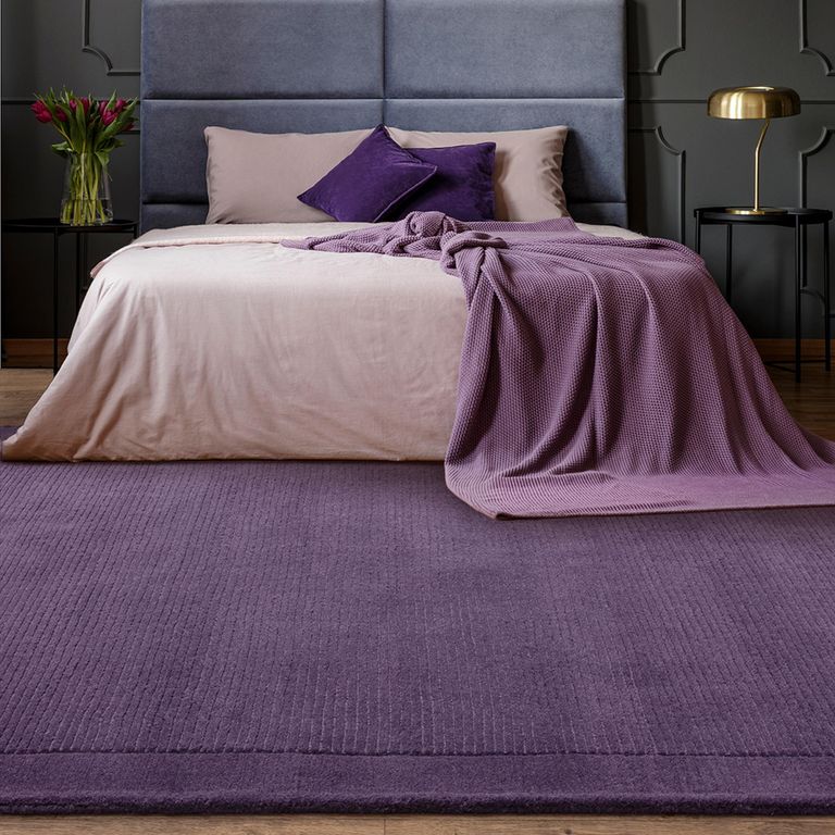 Contemporary Plain York Rug - Purple - Sizes Available