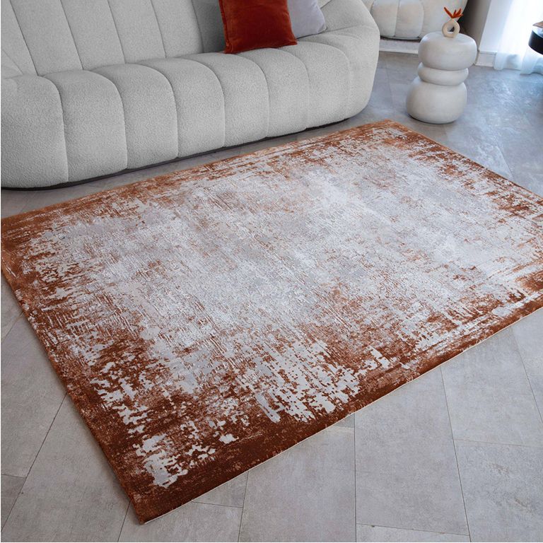 Easy Kuza Rug - Border - Terracotta - Sizes Available