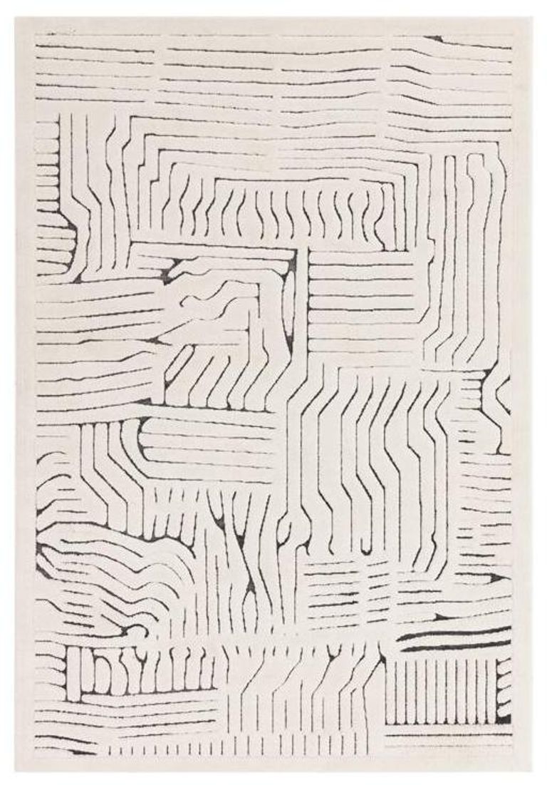 Easy Valley Route Rug - Ivory and Charcoal - 120cm x 170cm