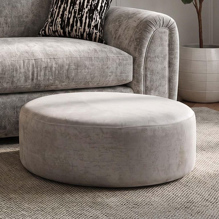 Arc Fabric Round Footstool - Colours Available