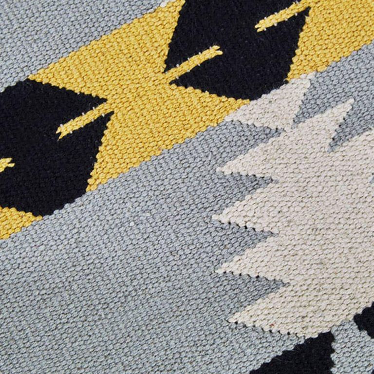 Cefena Footstool - Round - Blue Fabric