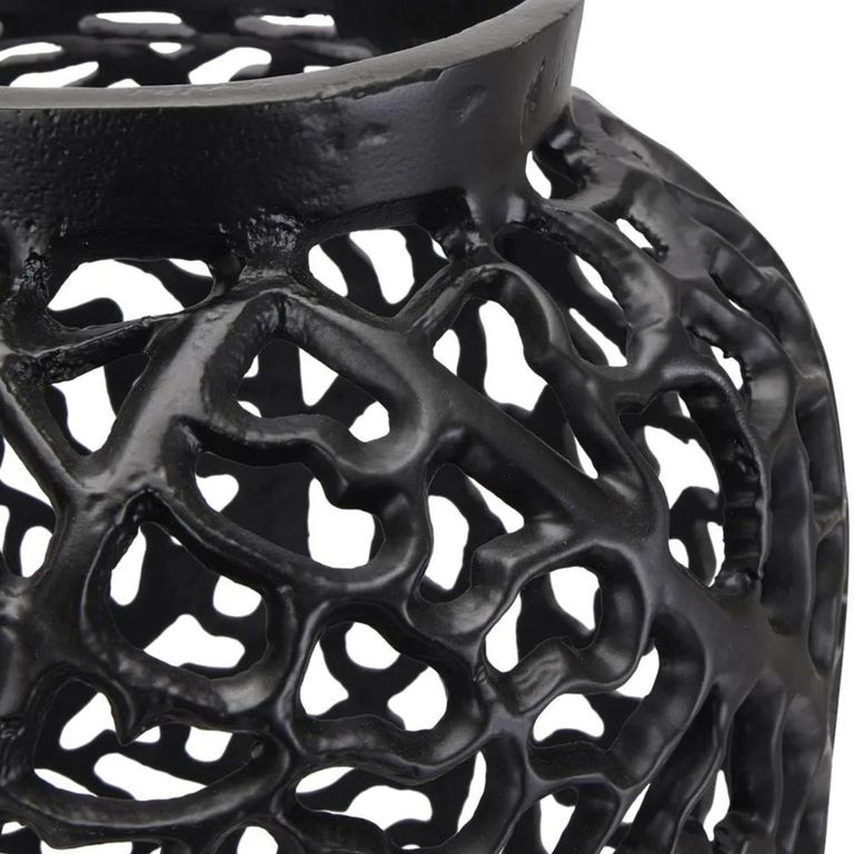 Clearance - Black Aluminium Cast Lattice Vase - A263