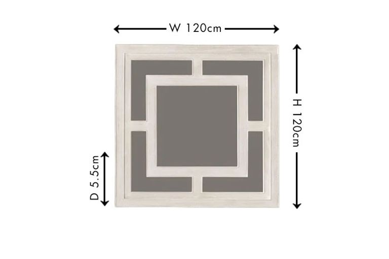 Clearance - Geo Wall Mirror - Square - 120cm x 120cm - White Washed Mango Wood