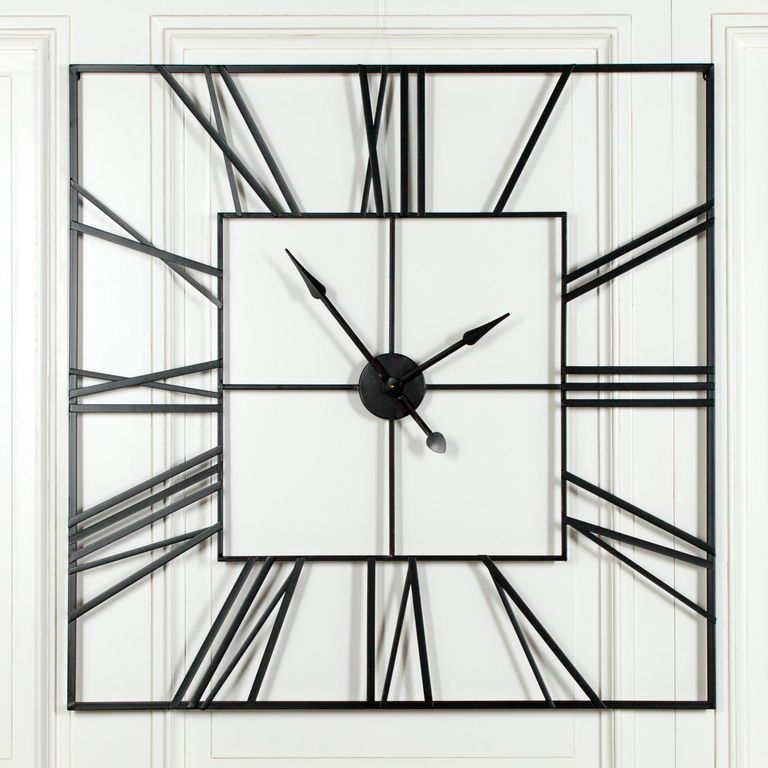 Wall Clock - Black Metal - Square - Extra Large