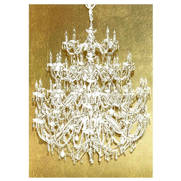 Chandelier Wall Art - Gold Foiled Canvas - Square