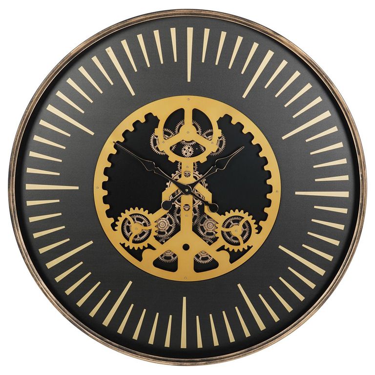 Palladium Wall Clock - Gold Centre Cogs - Round