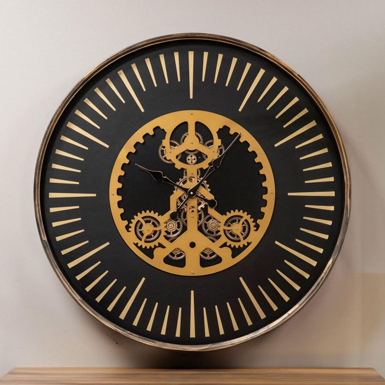 Palladium Wall Clock - Gold Centre Cogs - Round