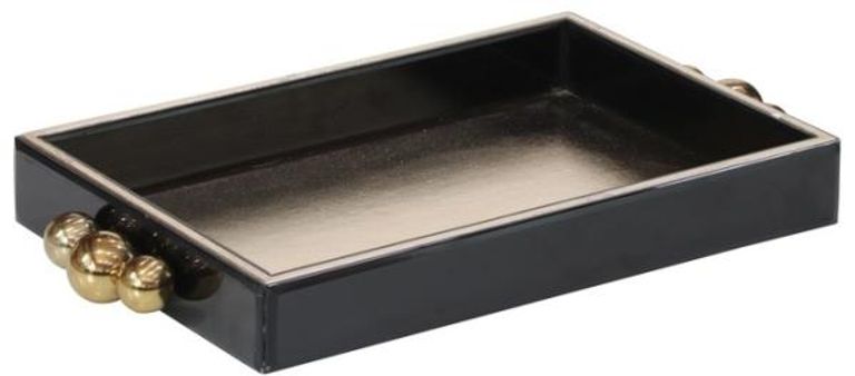 Liv Black Tray with Gold Handles