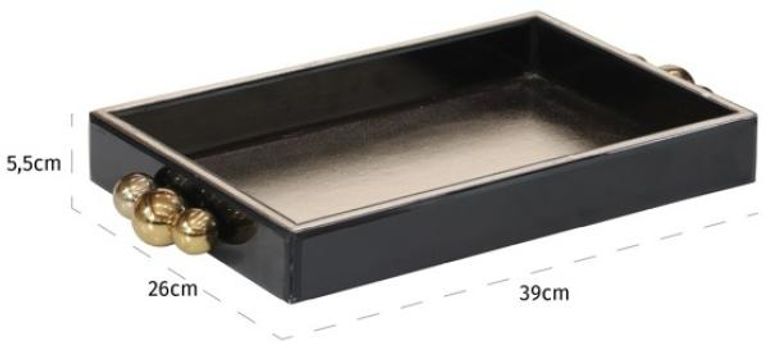 Liv Black Tray with Gold Handles