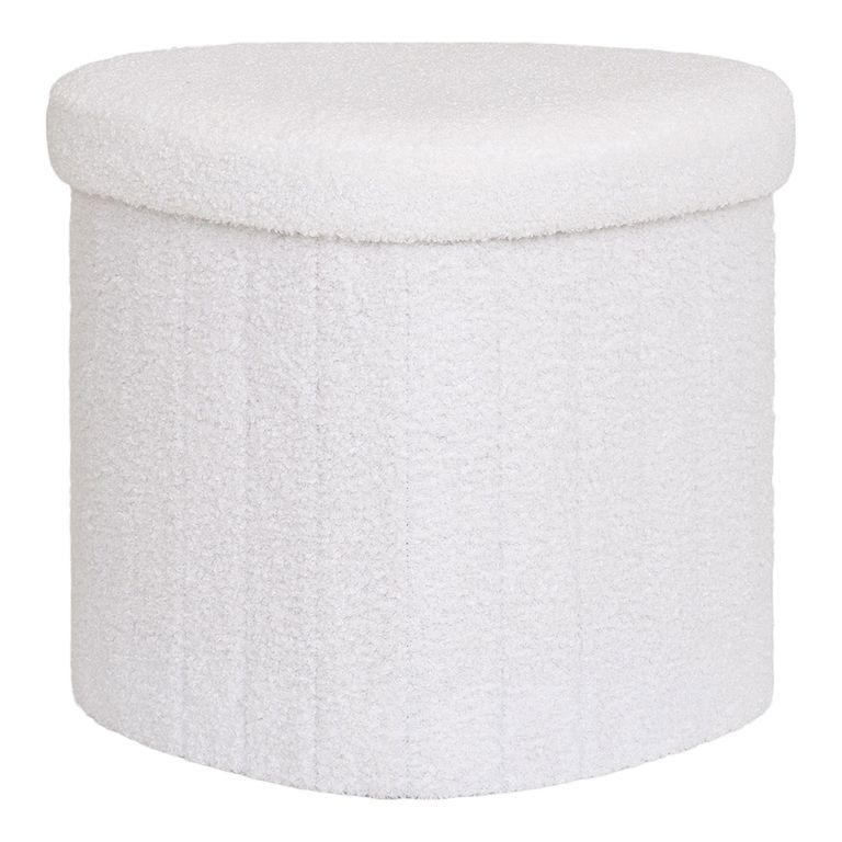 Medford Pouf - White Fabric - Storage