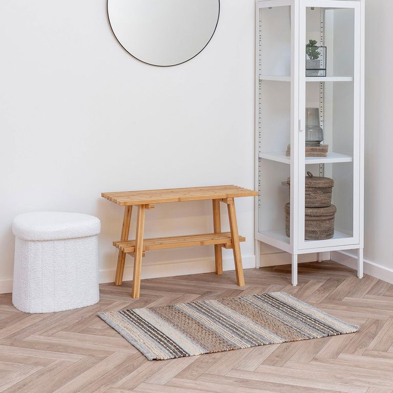 Medford Pouf - White Fabric - Storage