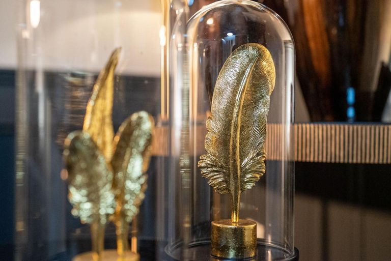 Glass Feather in a Bottle - Black and Gold - 3