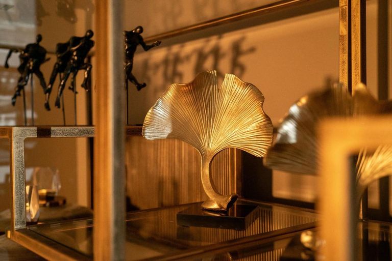 Ginkgo Metal Leaf - Black and Gold - Small