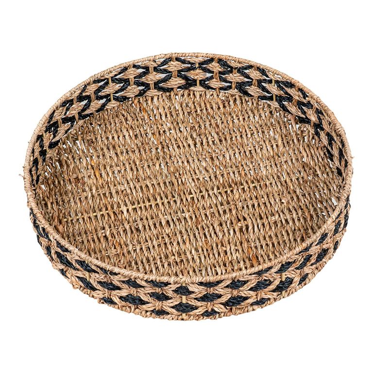 Nerja Tray - Round - Seagrass - Natural & Black