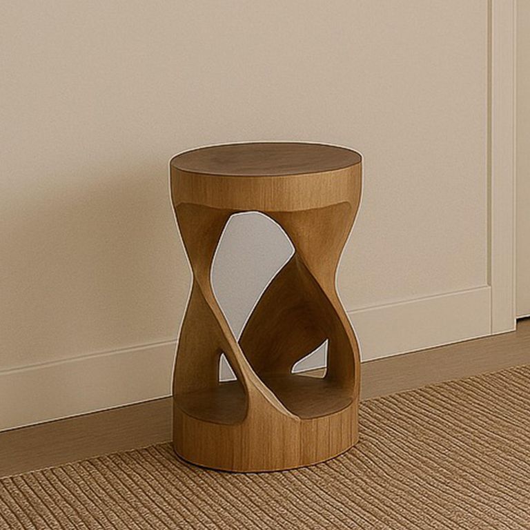 Suar Stool - Round - Natural Wood