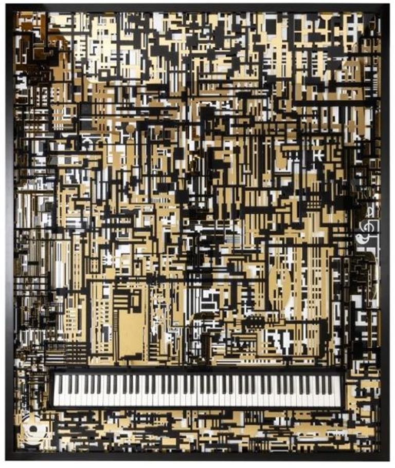 Wibi Black and Gold Piano Wall Art
