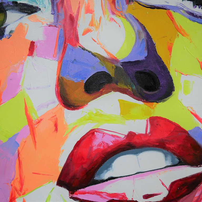 Women Face Hand Painting Canvas Wall Art - 7459 - Fabric