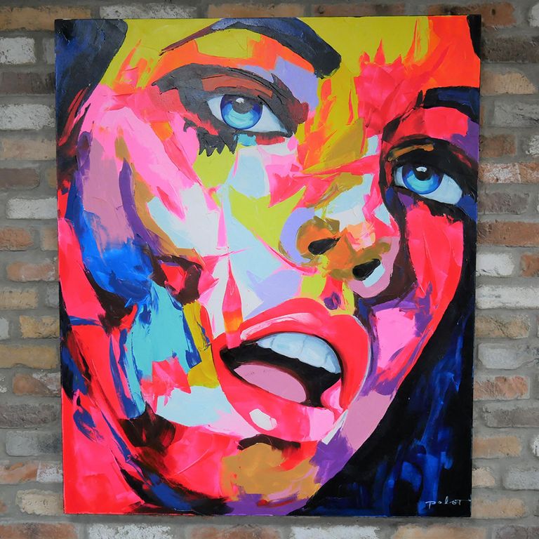 Women Face Hand Painting Canvas Wall Art - 7462 - Fabric