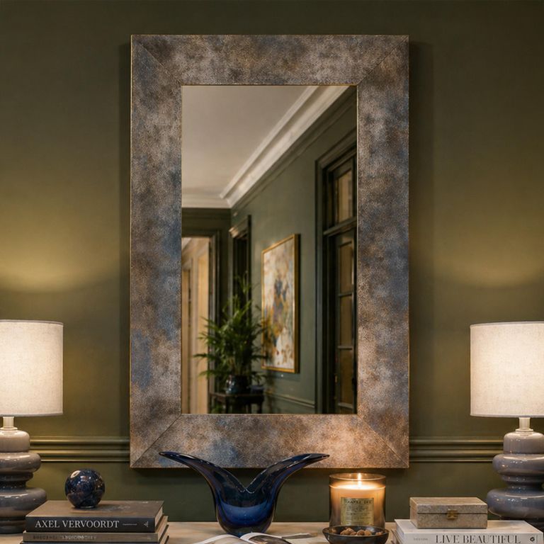 Zuri Blue Rectangular Wall Mirror - 120cm x 80cm