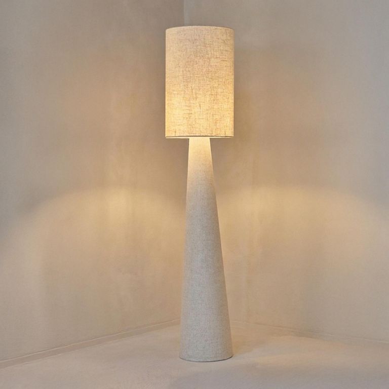 Cloth Floor Lamp - Conical Base - Beige