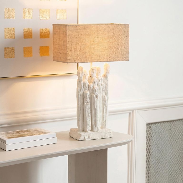 Figurines Table Lamp - White and Natural - Polyresin