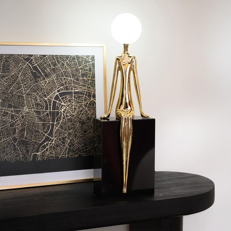 Seated Silhouette Table Lamp - Gold and Black - Metal