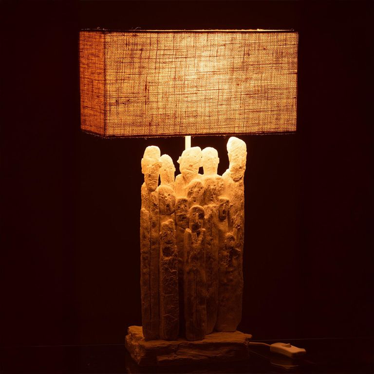 Figurines Table Lamp - White and Natural - Polyresin