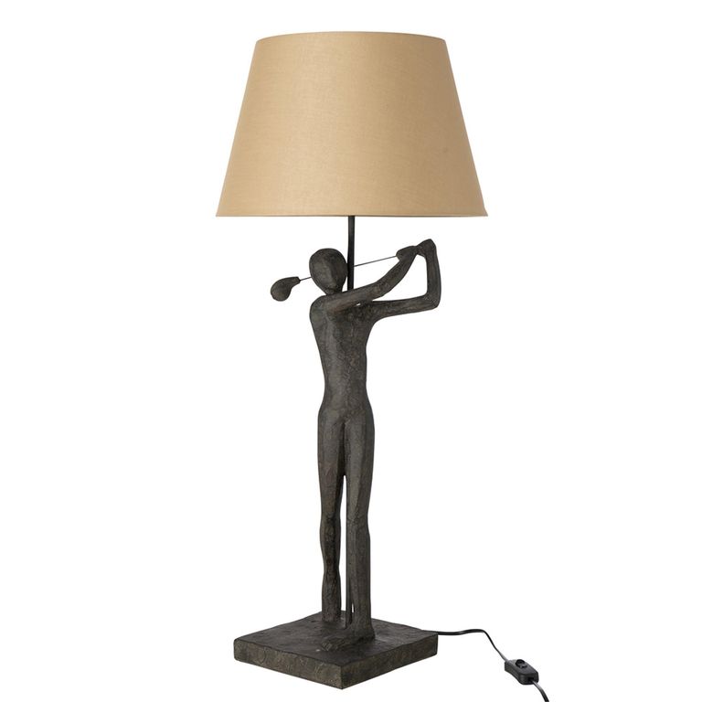 Golfer Table Lamp - Gold and Black - Polyresin