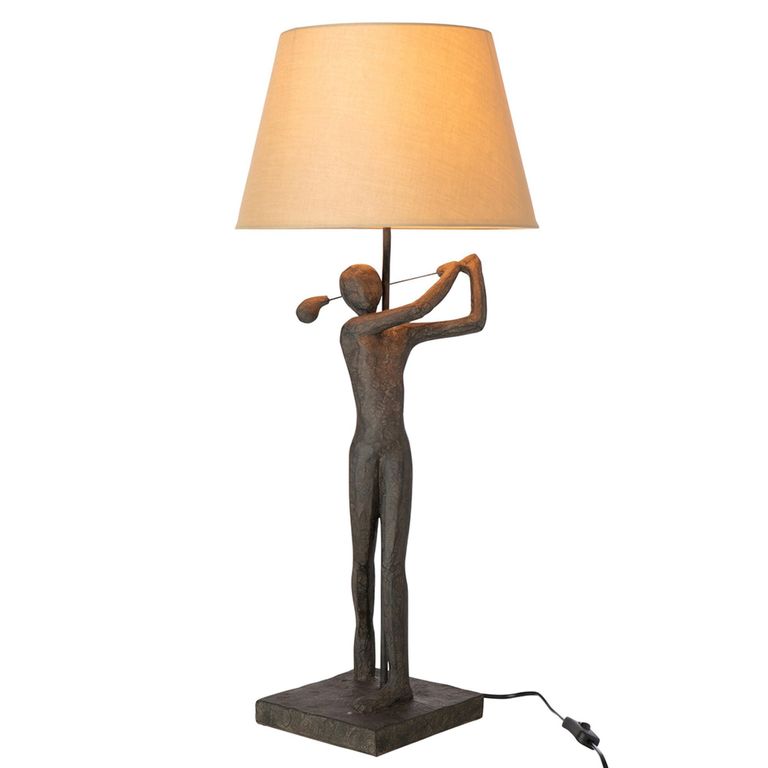 Golfer Table Lamp - Gold and Black - Polyresin