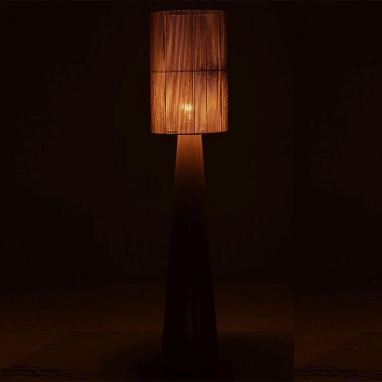 Greige Floor Lamp - Large - Rope Cloth - Conical Base - Beige