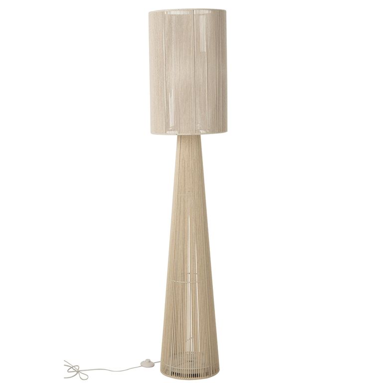 Greige Floor Lamp - Large - Rope Cloth - Conical Base - Beige