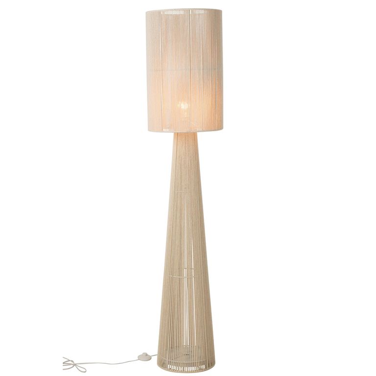 Greige Floor Lamp - Large - Rope Cloth - Conical Base - Beige