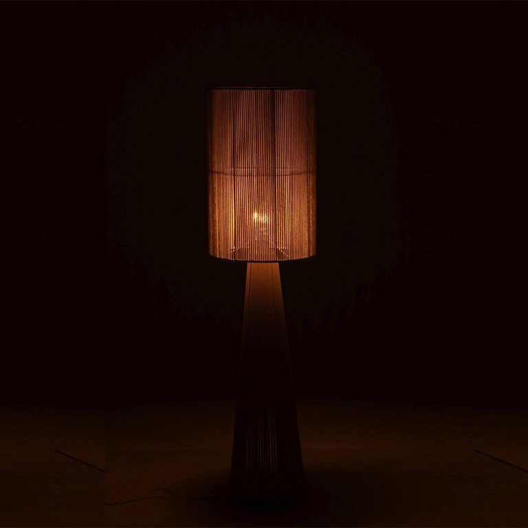 Greige Floor Lamp - Medium - Rope Cloth - Conical Base - Beige