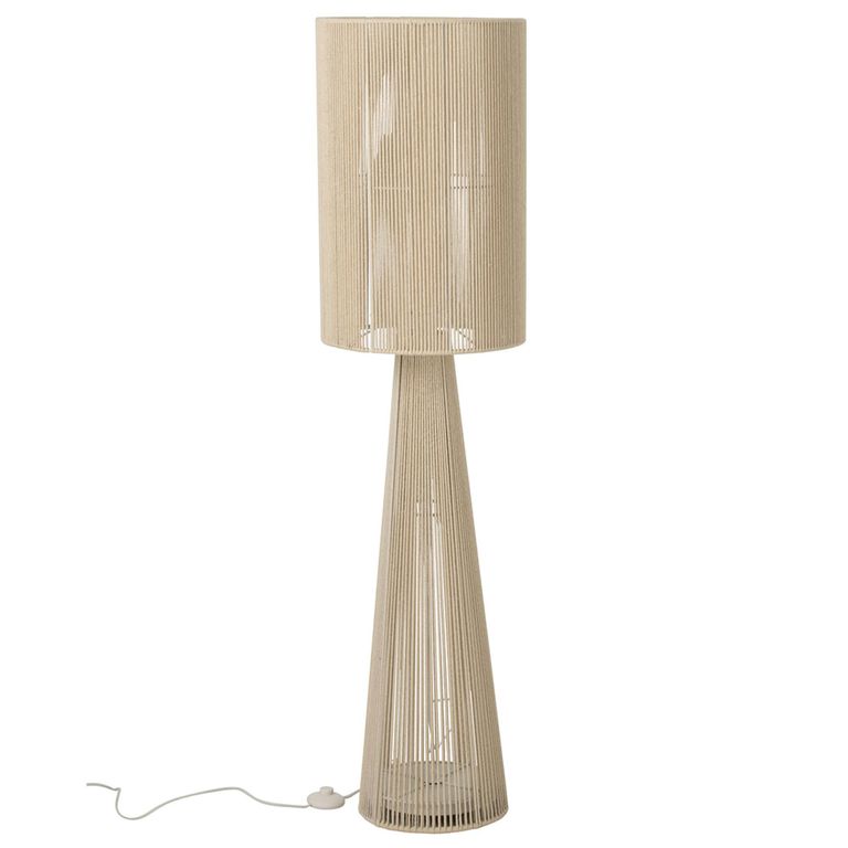 Greige Floor Lamp - Medium - Rope Cloth - Conical Base - Beige