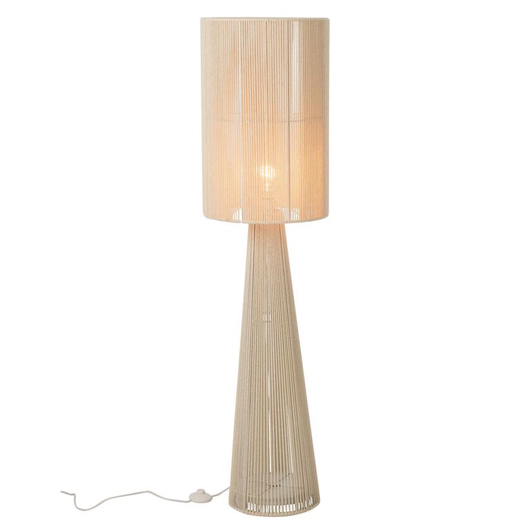 Greige Floor Lamp - Medium - Rope Cloth - Conical Base - Beige