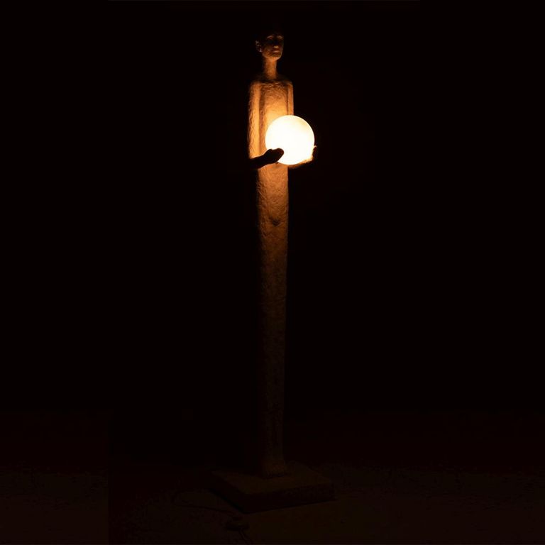 Person Floor Lamp - White - Polyresin